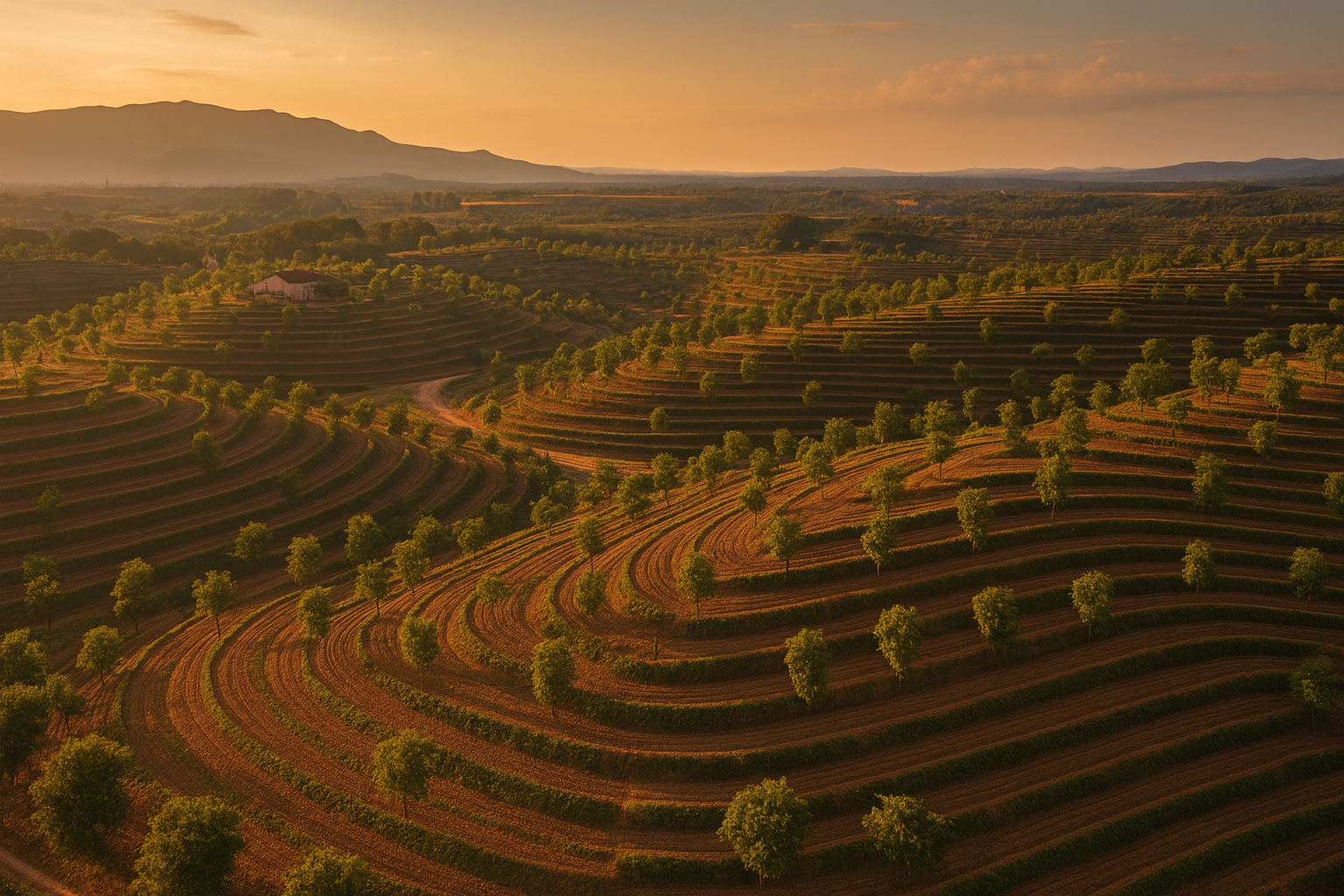Aerial view of Red Sandalwood (Rakta Chandan) managed farmland